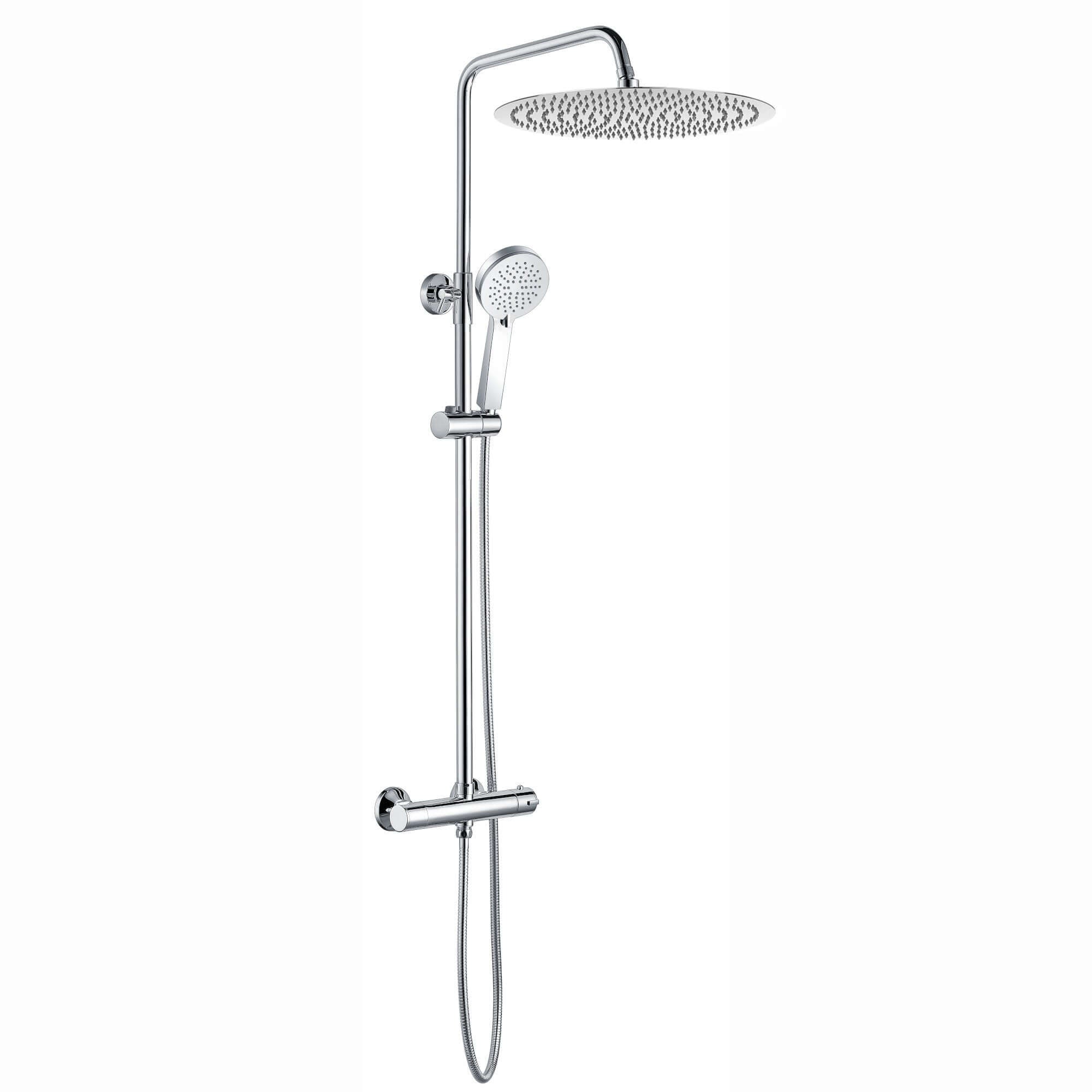 Dune round thermostatic shower set 400mm head & handheld - chrome