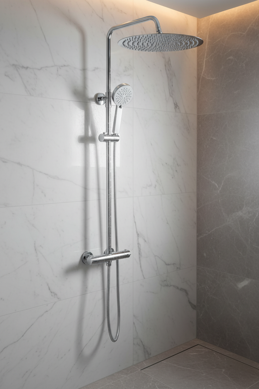 Dune round thermostatic shower set 400mm head & handheld - chrome