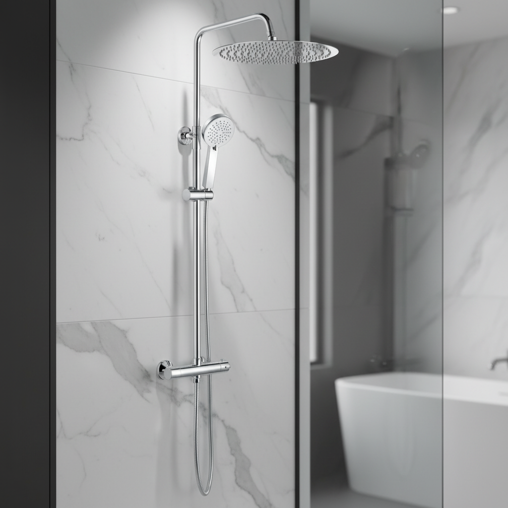 Dune round thermostatic shower set 400mm head & handheld - chrome