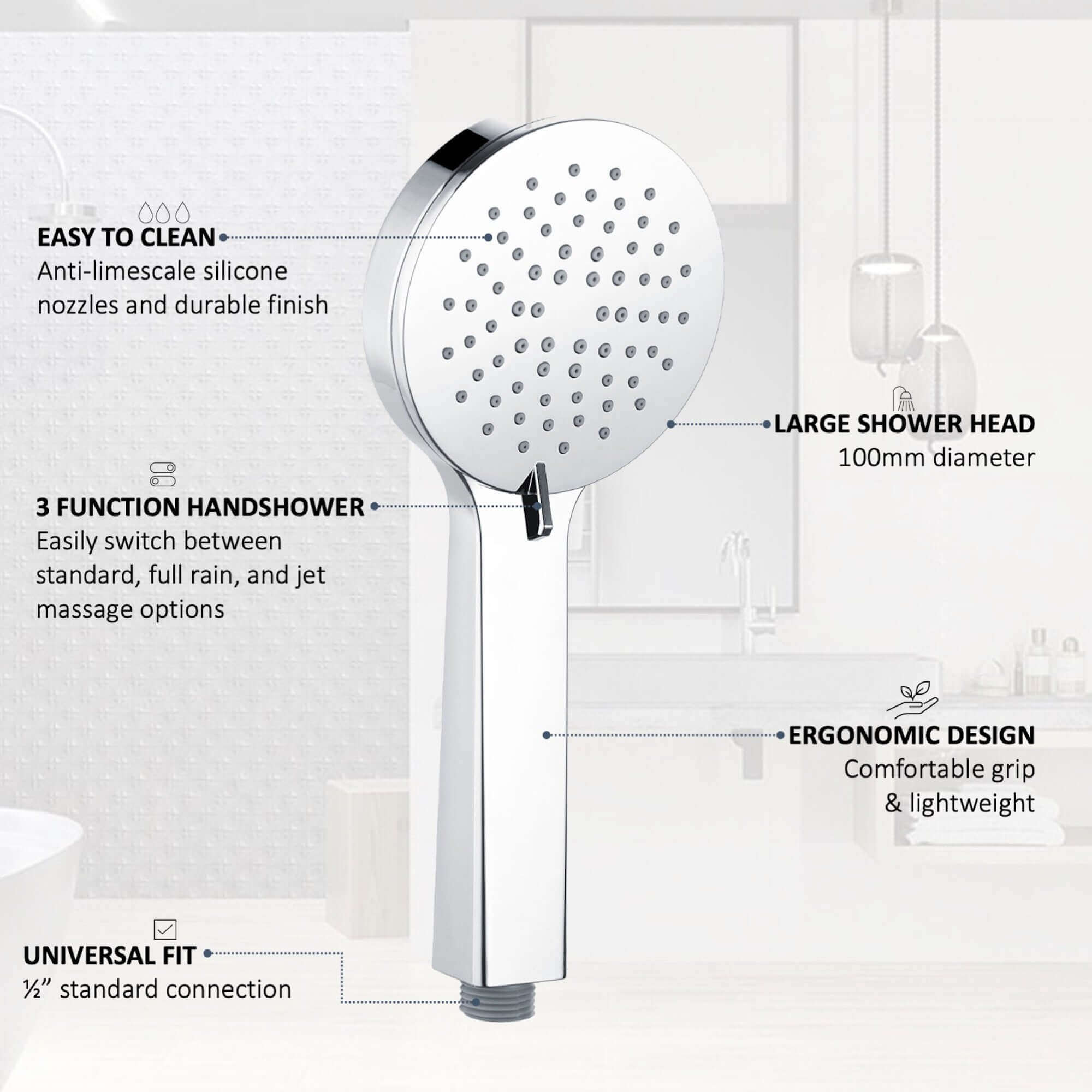 Dune round thermostatic shower set 400mm head & handheld - chrome