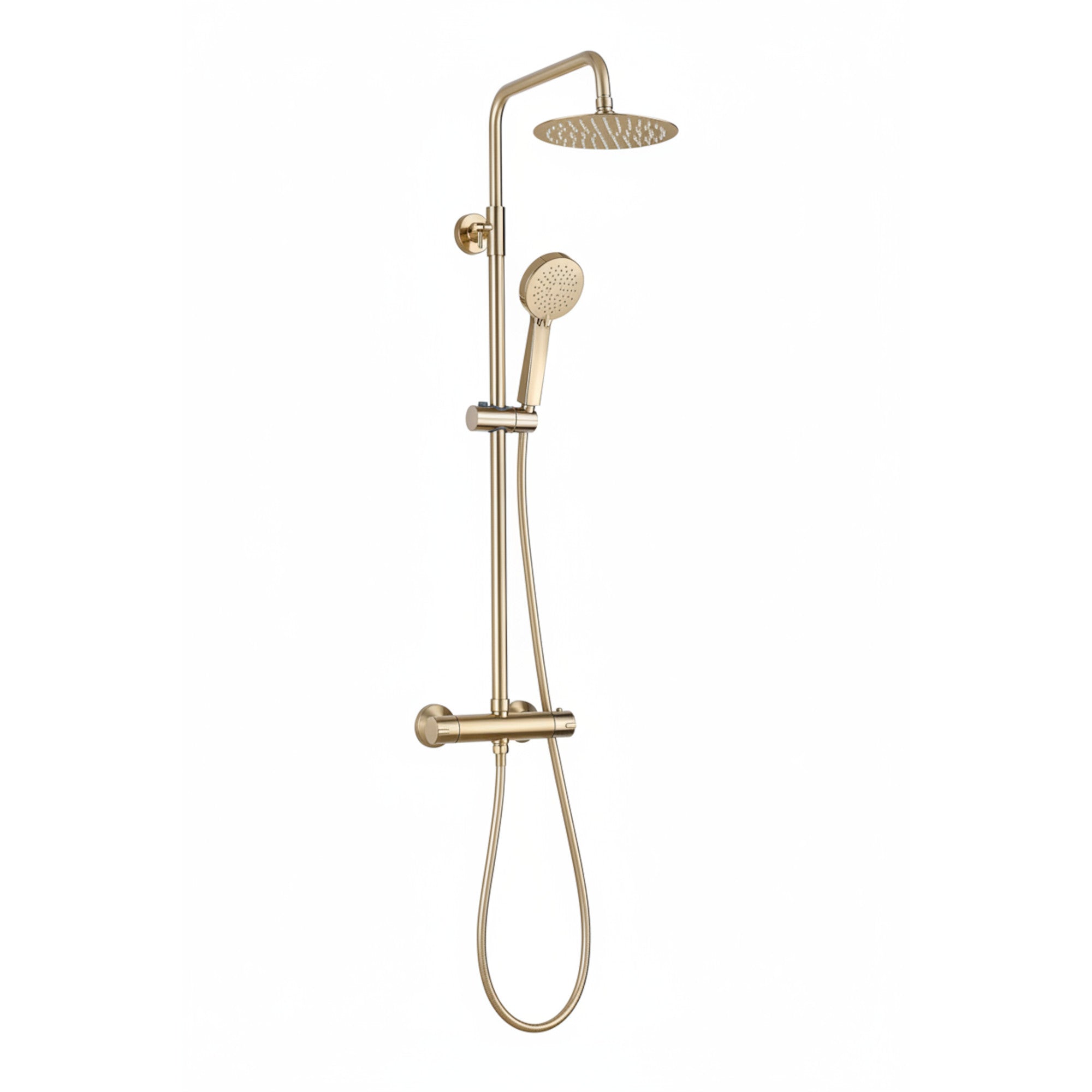 Dune round thermostatic shower set 200mm head & handheld - brushed brass