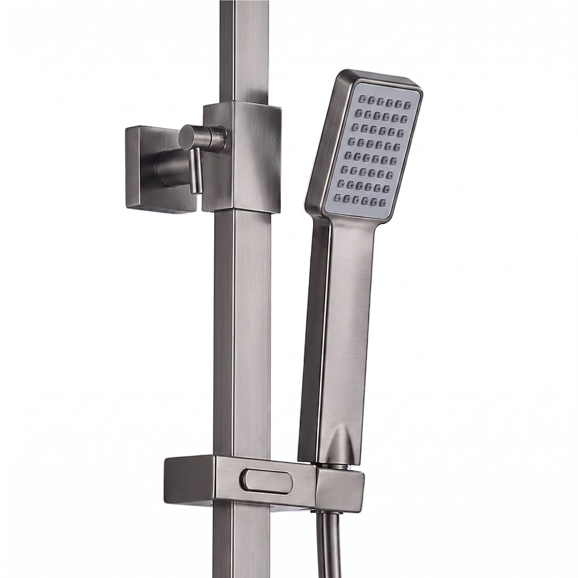 Enzo square thermostatic shower set two outlet with ultra slim 200mm shower head and handheld - gunmetal grey