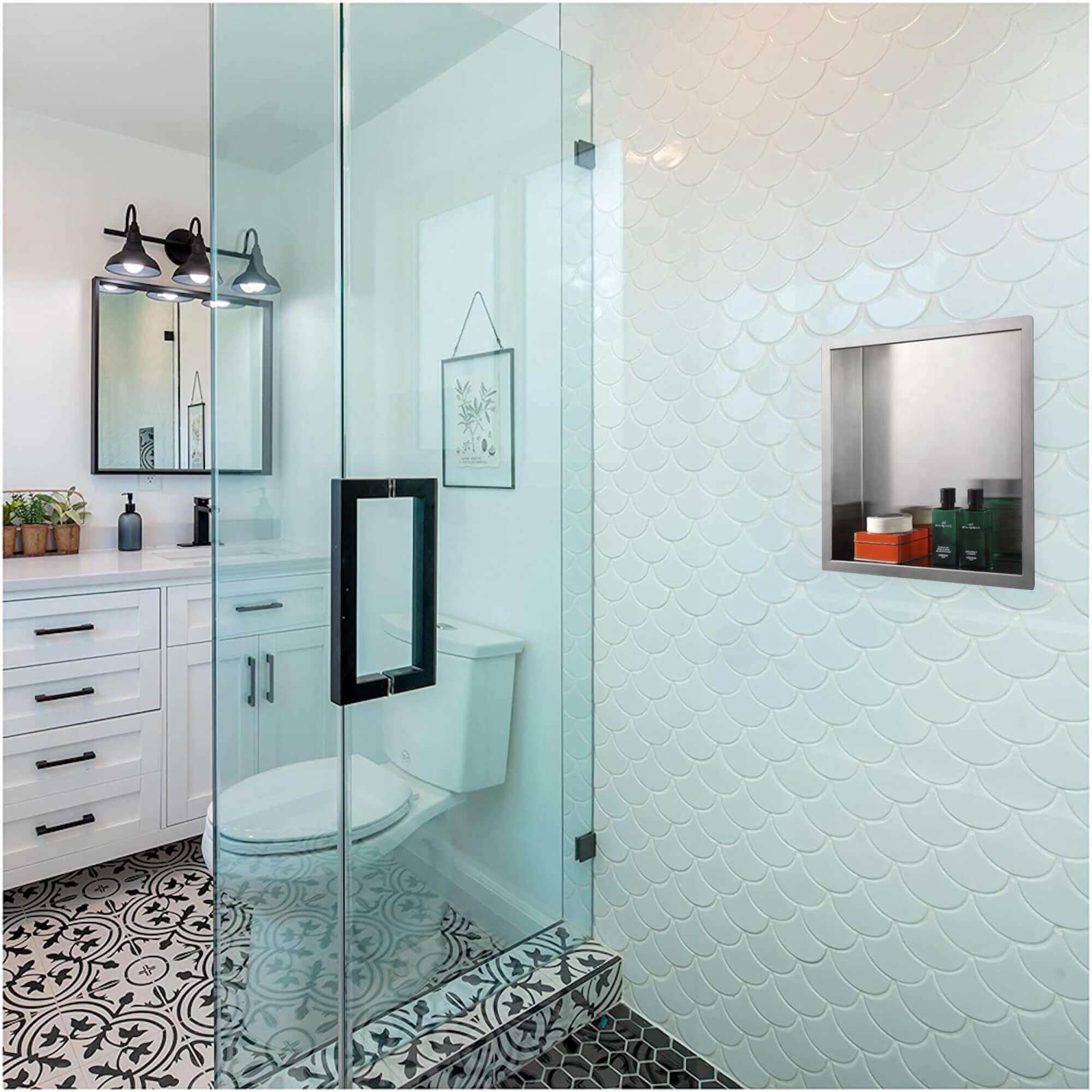 Shower Niche 300 x 300 - Brushed Steel