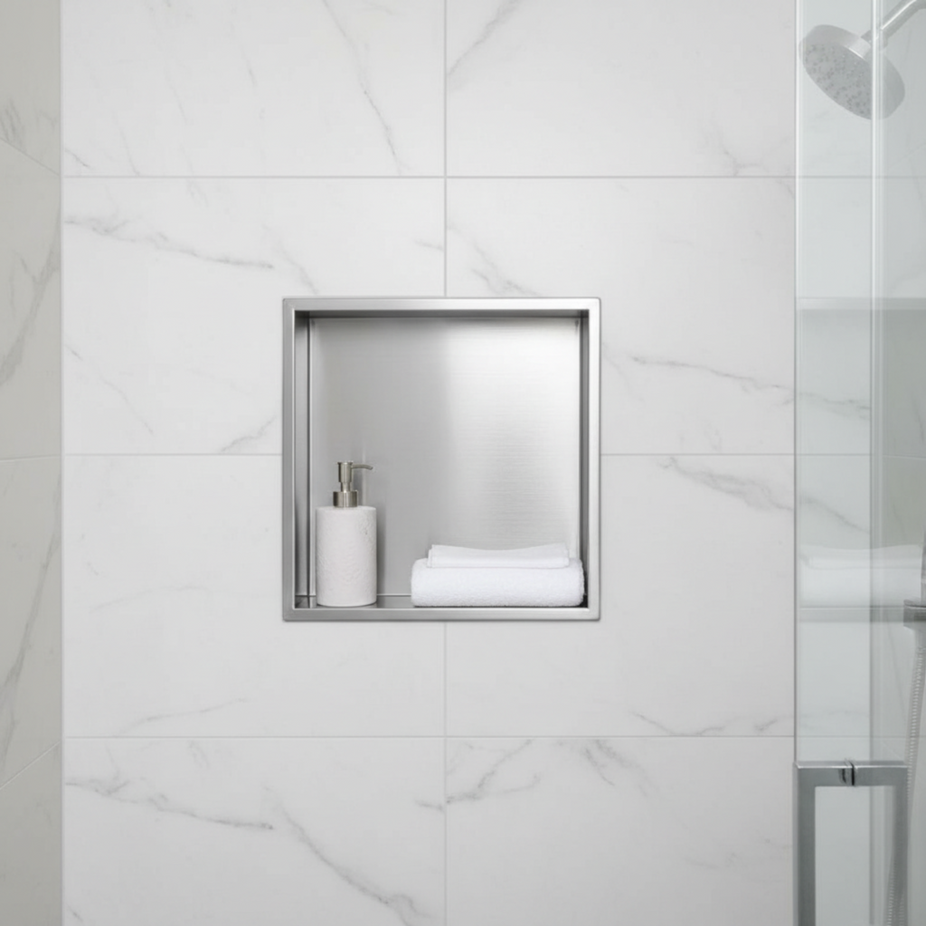 Shower Niche 300 x 300 - Brushed Steel