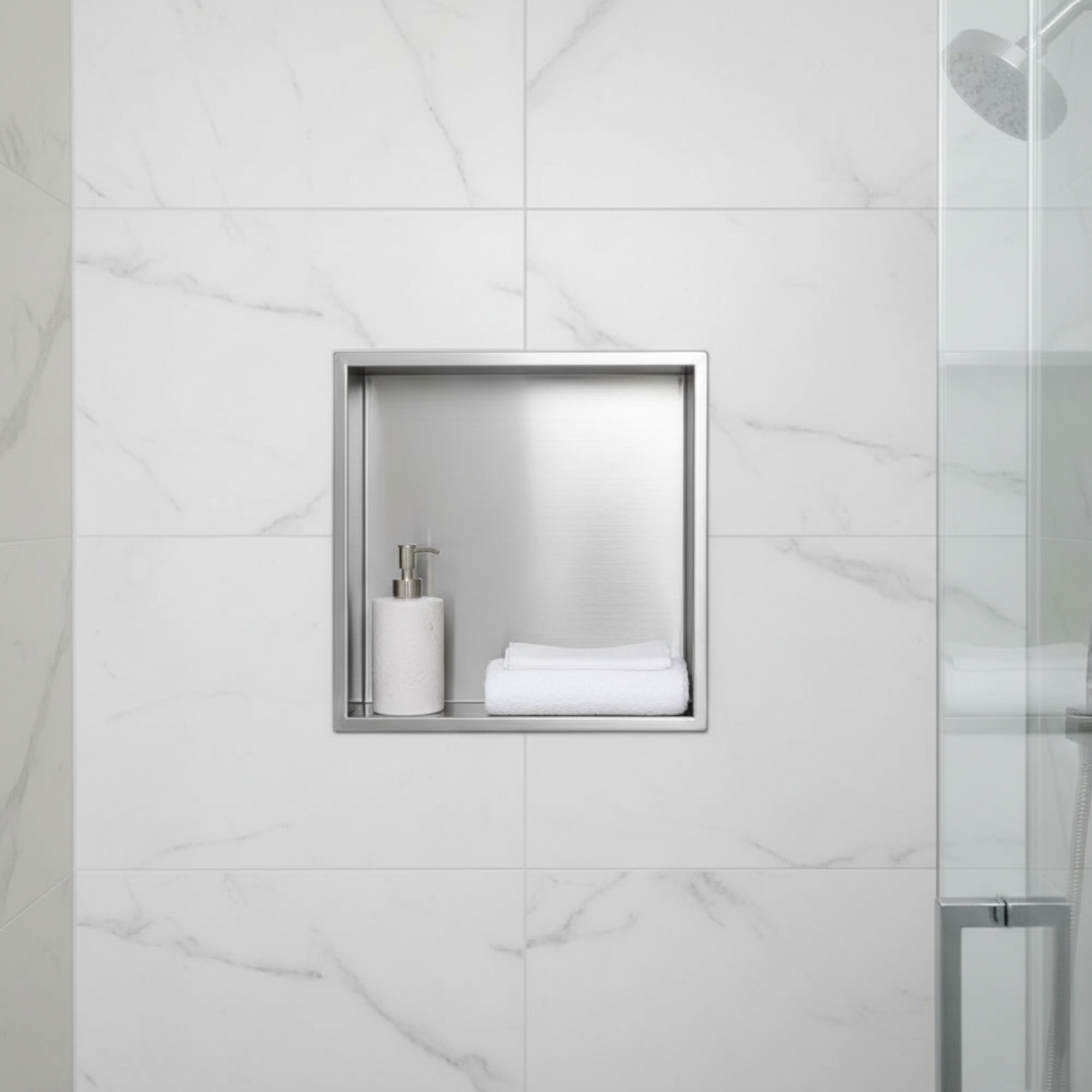 Shower Niche 300 x 300 - Brushed Steel