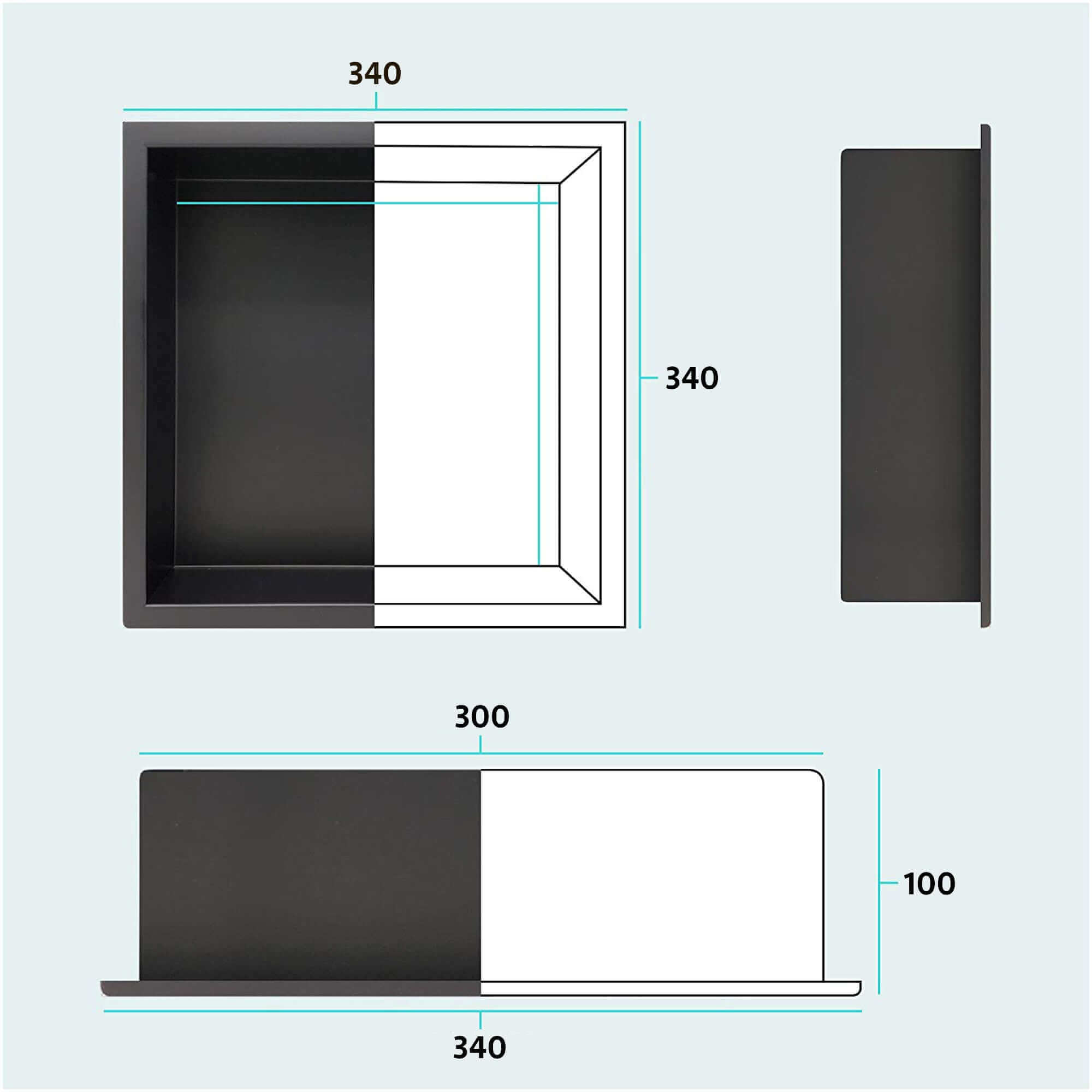 Shower Niche 300 x 300 - Brushed Steel