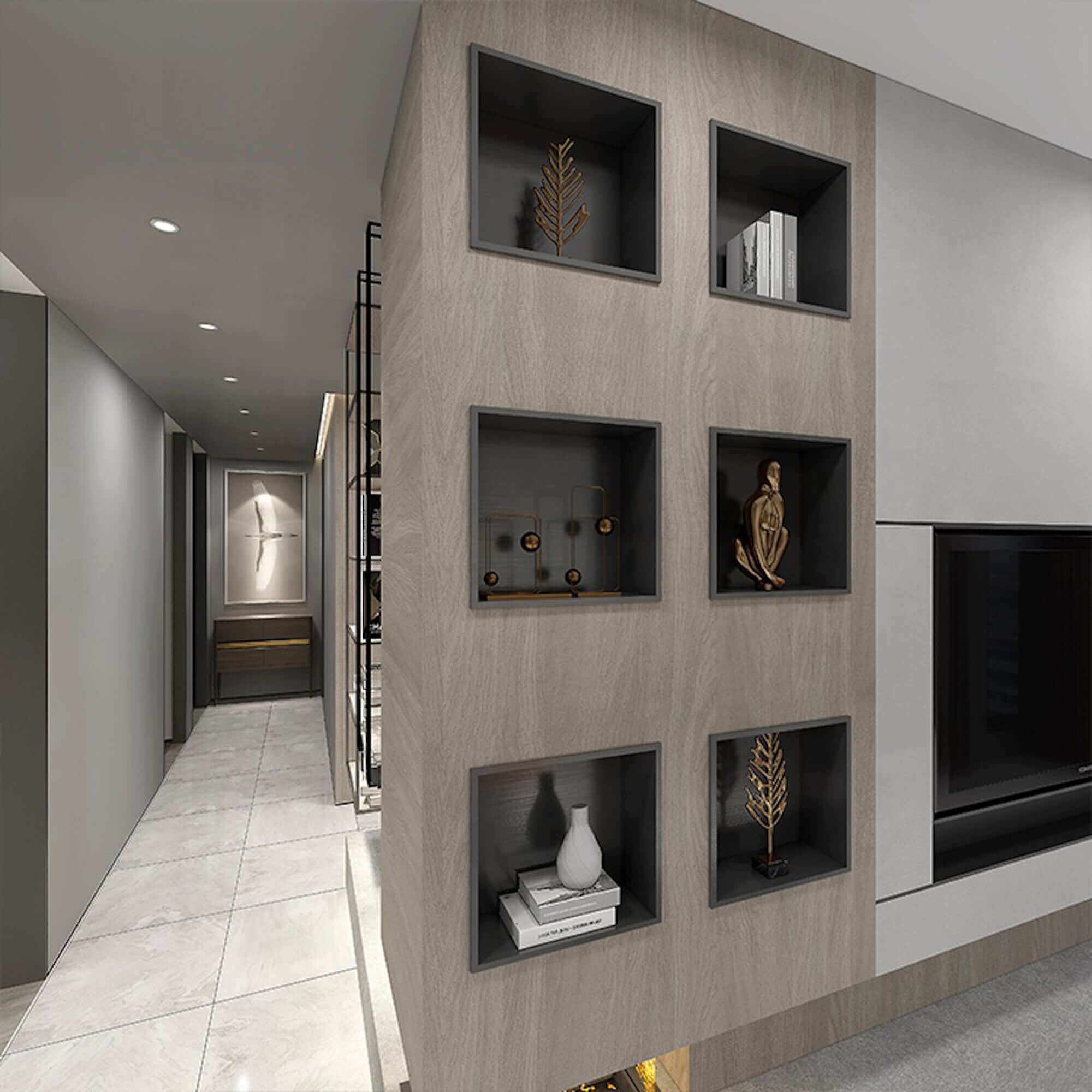 Shower Niche 300 x 300 - Gunmetal Grey