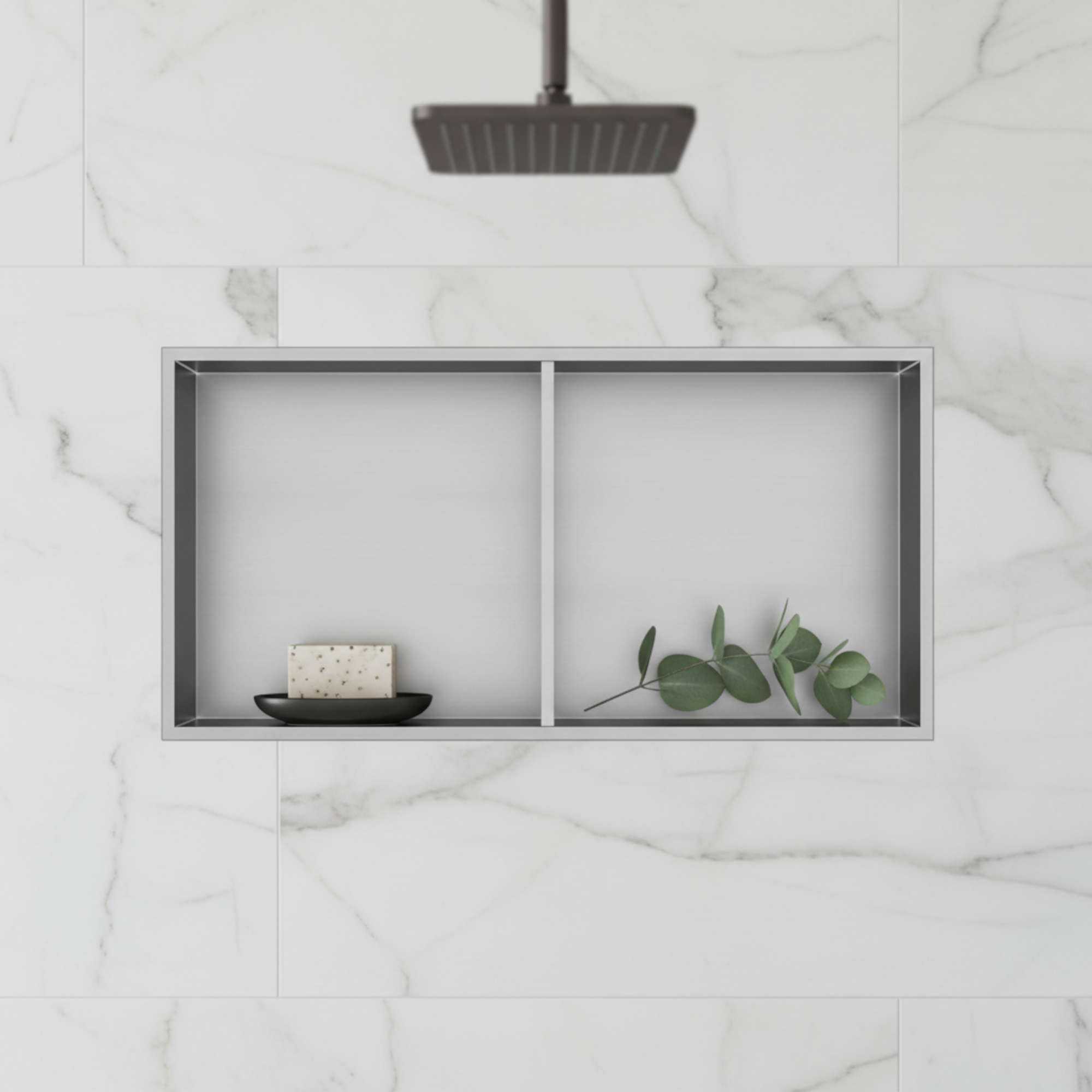 Shower Niche 600 x 300 - Brushed Steel