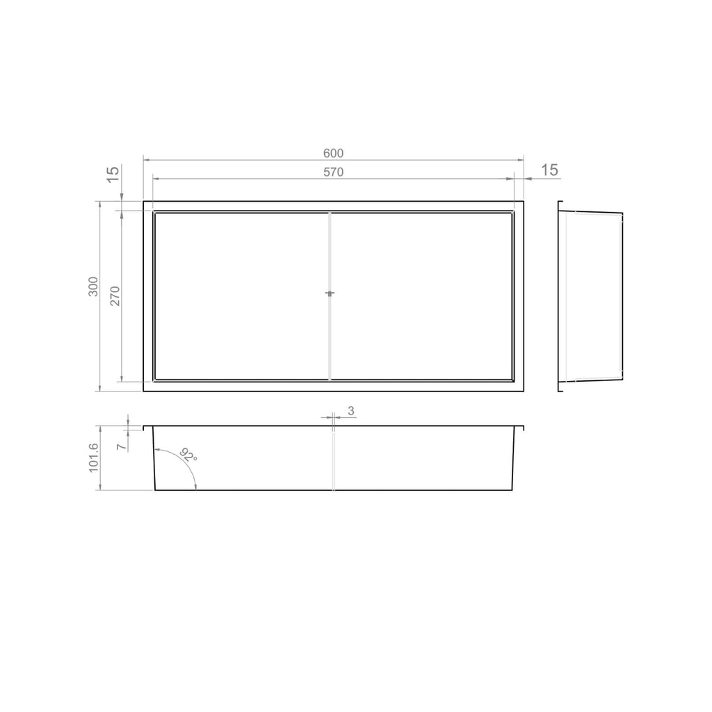 Shower Niche 600 x 300 - Brushed Steel