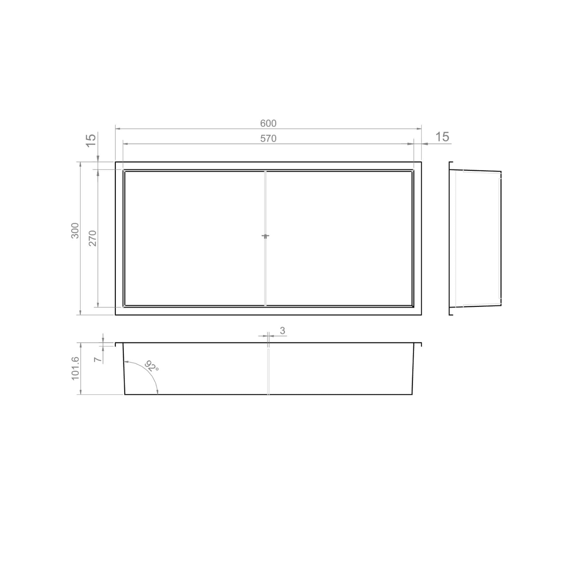 Shower Niche 600 x 300 - Brushed Steel