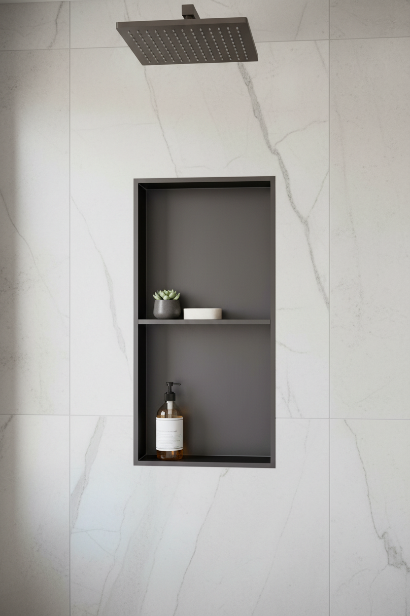 Shower Niche 600 x 300 - Gunmetal Grey