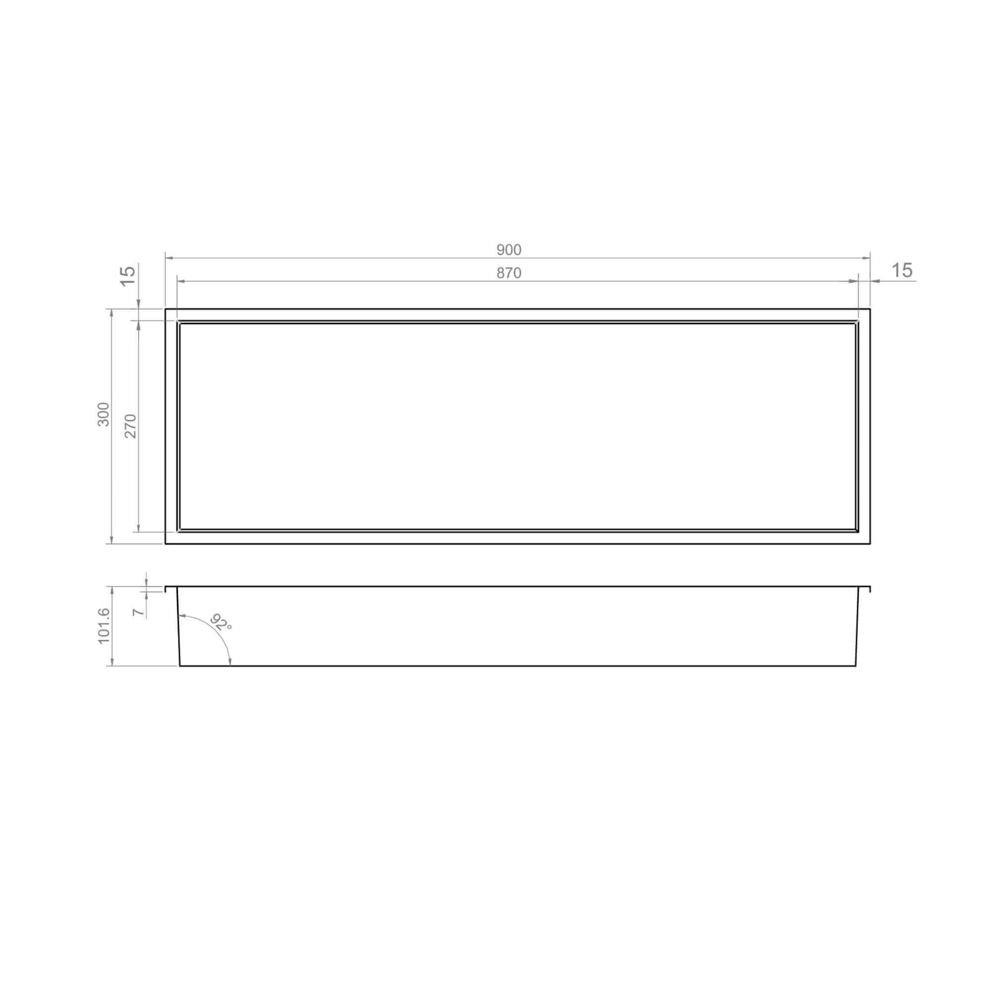 Shower Niche 900 x 300 - Brushed Steel