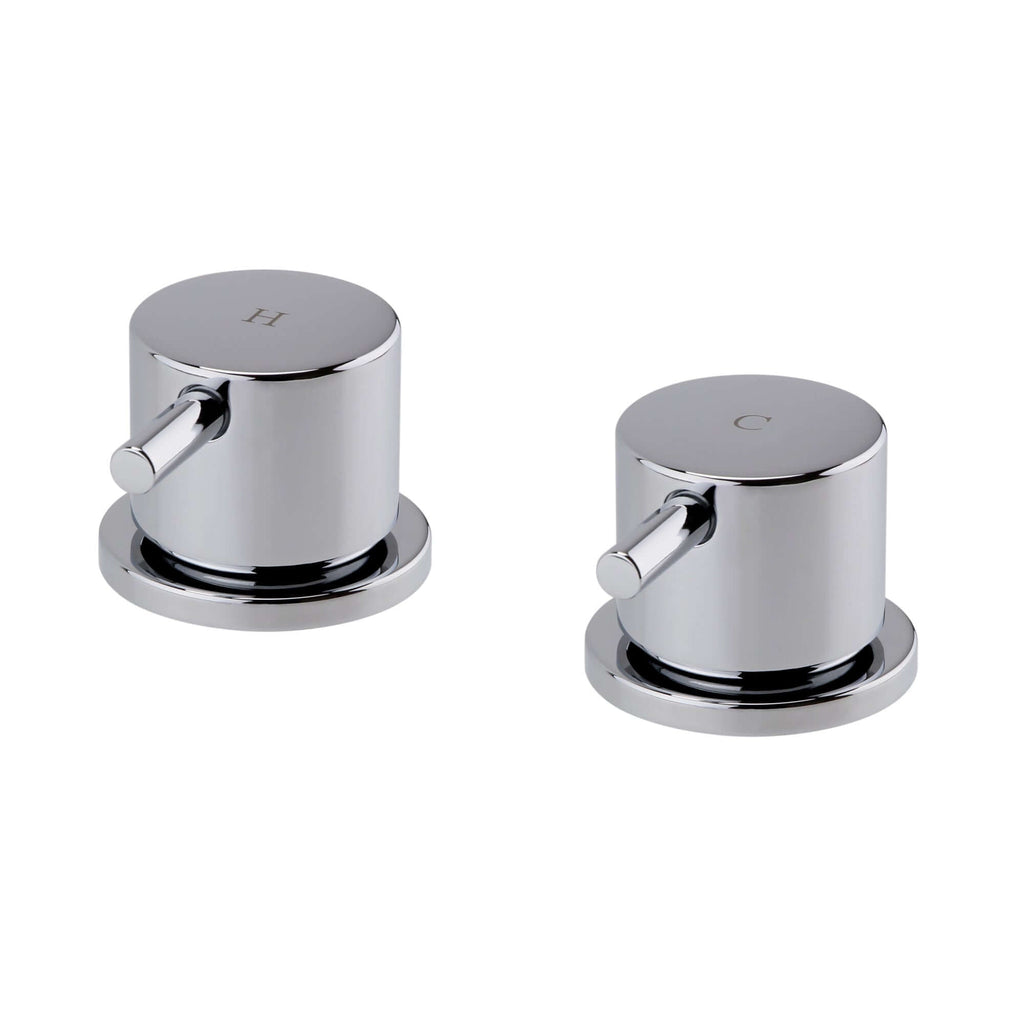 Round 3/4" deck bath side valves (pair) - chrome