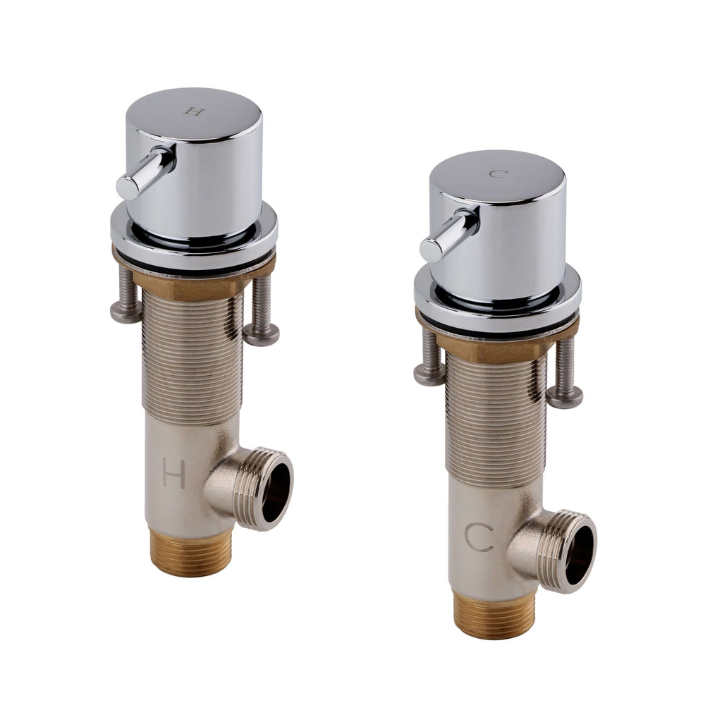 Round 3/4" deck bath side valves (pair) - chrome