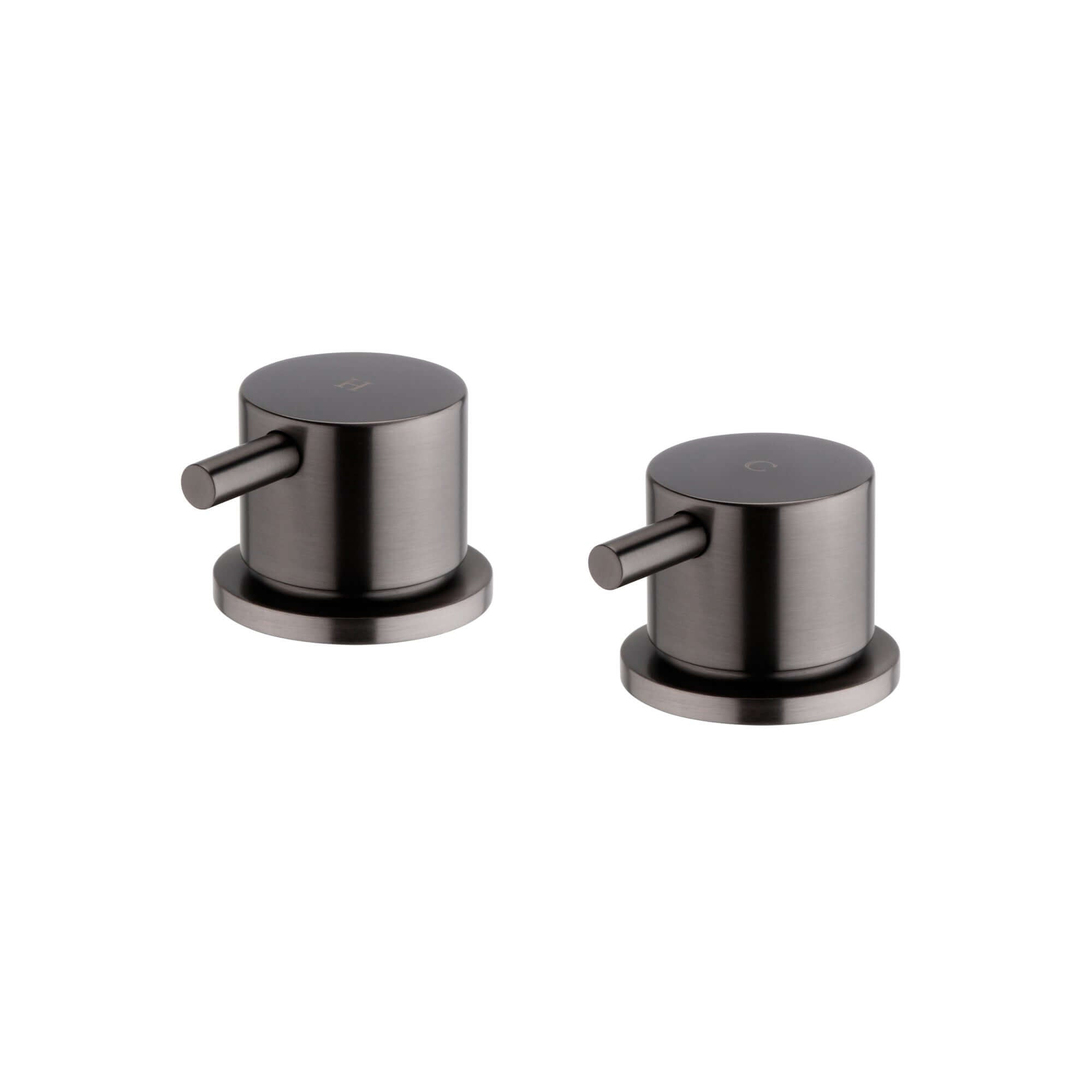 Round 3/4" deck bath side valves (pair) - gunmetal grey