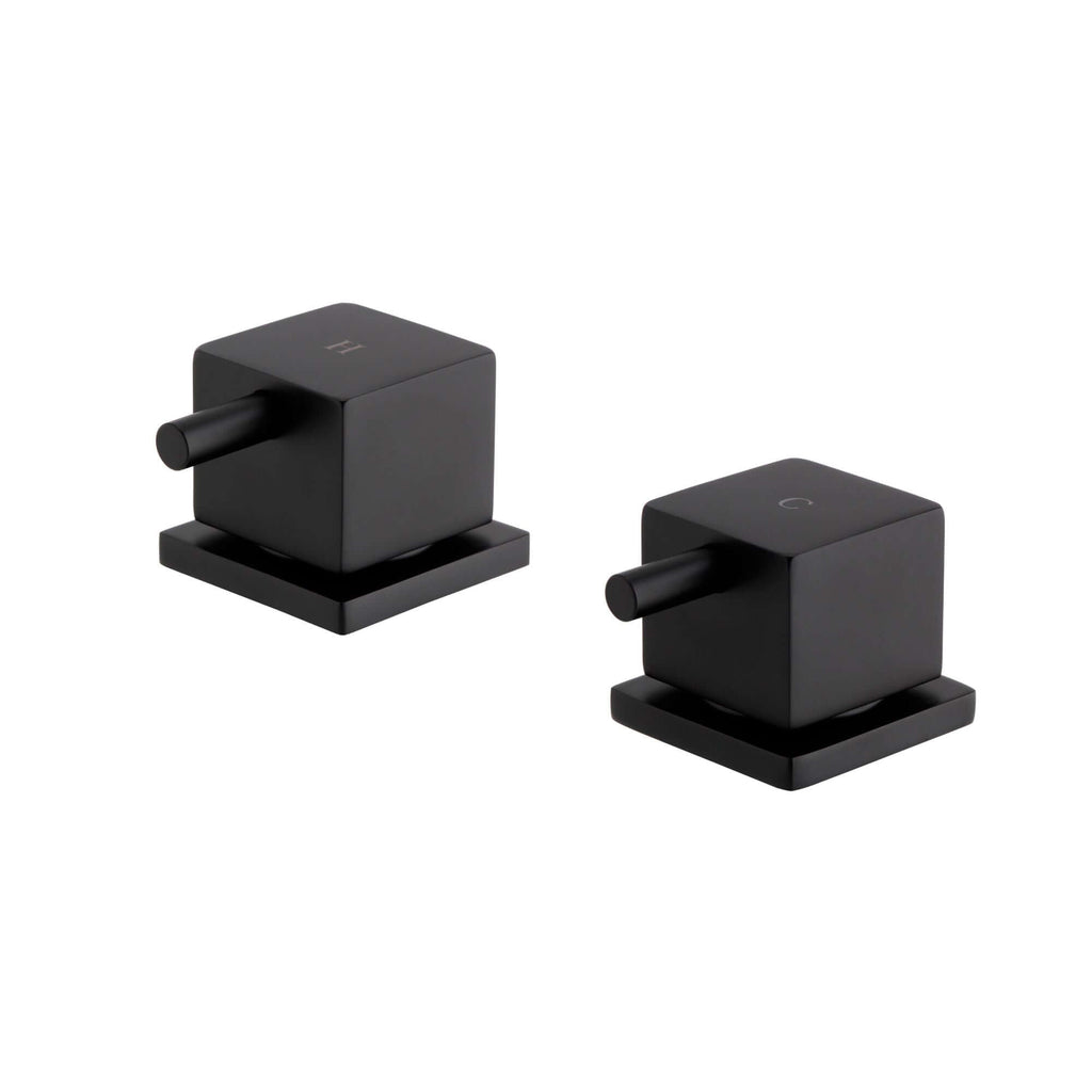 Square 3/4" deck bath side valves (pair) - black