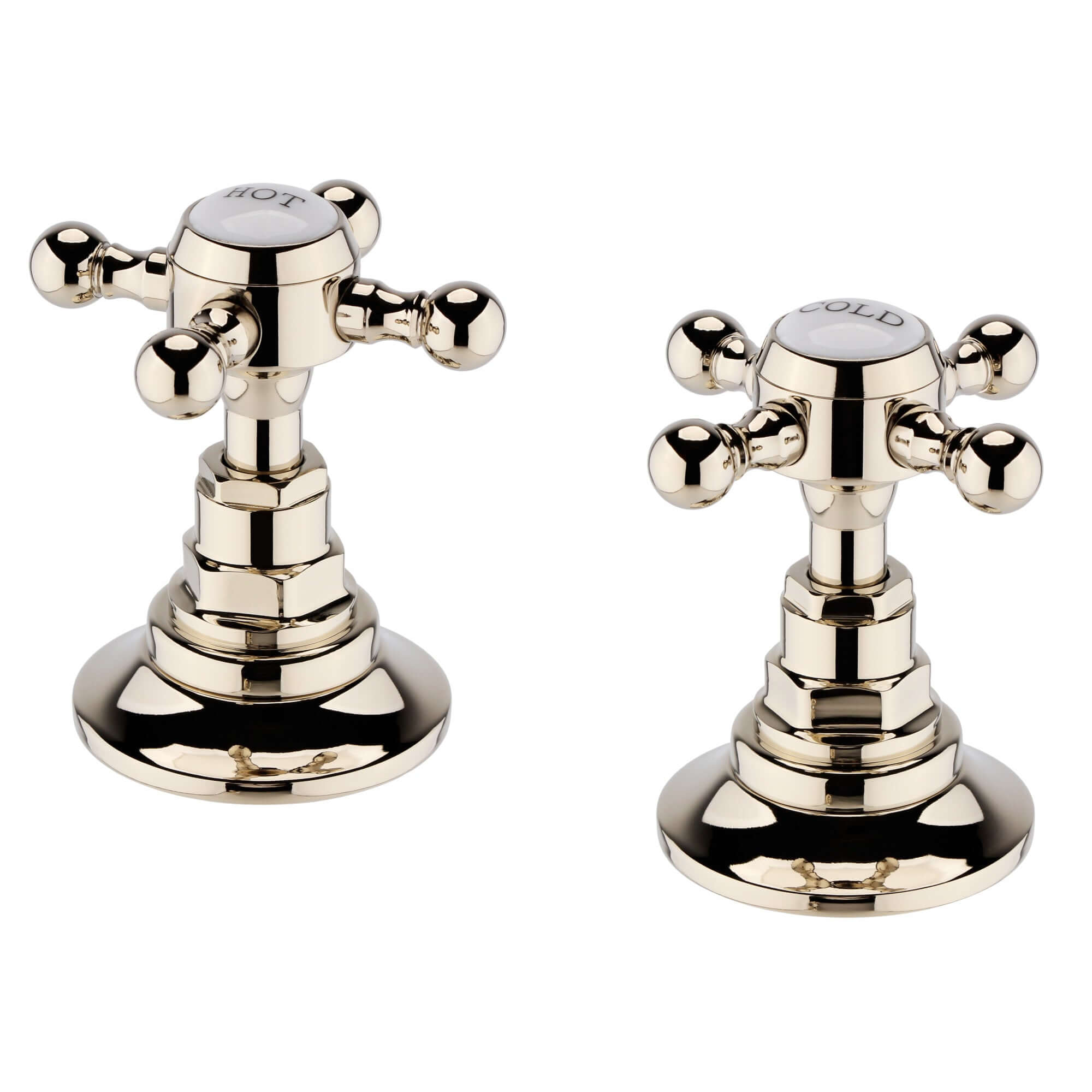 Traditional 3/4" deck bath side valves (pair) - gold