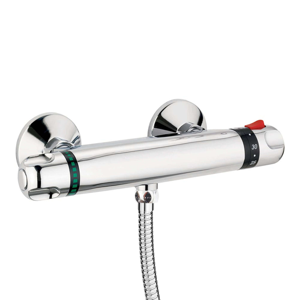 Luna standard thermostatic bar shower valve bottom outlet - chrome