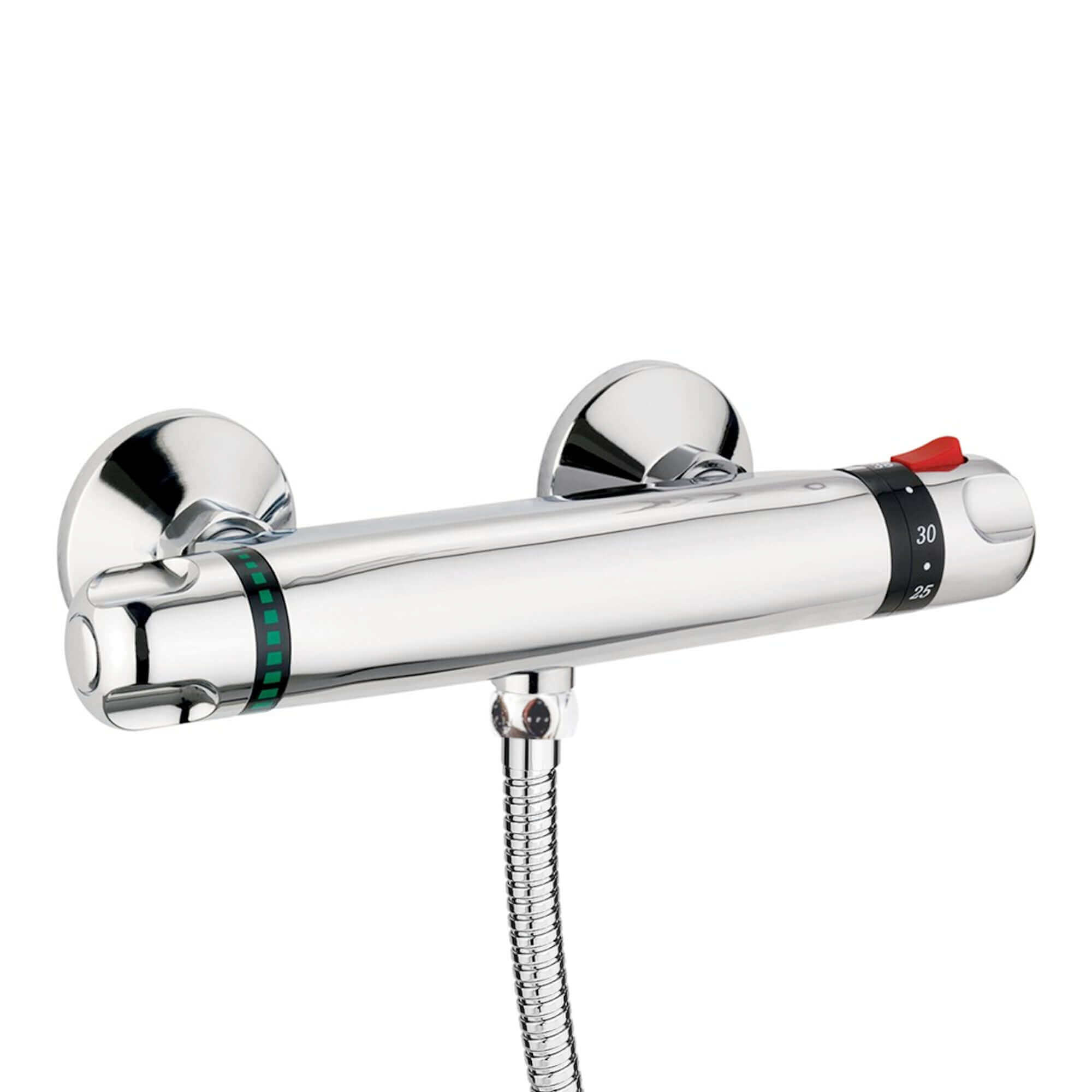 Luna standard thermostatic bar shower valve bottom outlet - chrome