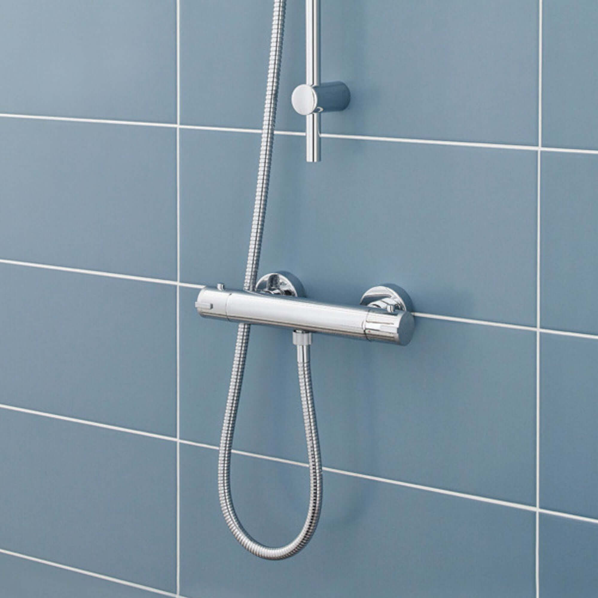 Dune round bottom outlet thermostatic bar shower valve - chrome