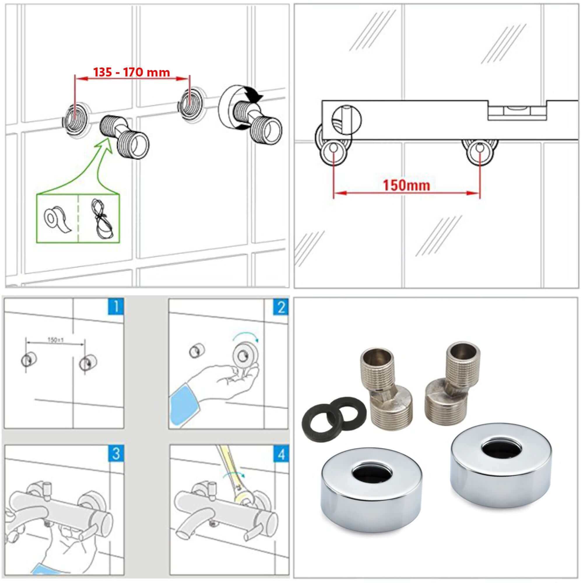 Dune round bottom outlet thermostatic bar shower valve - chrome
