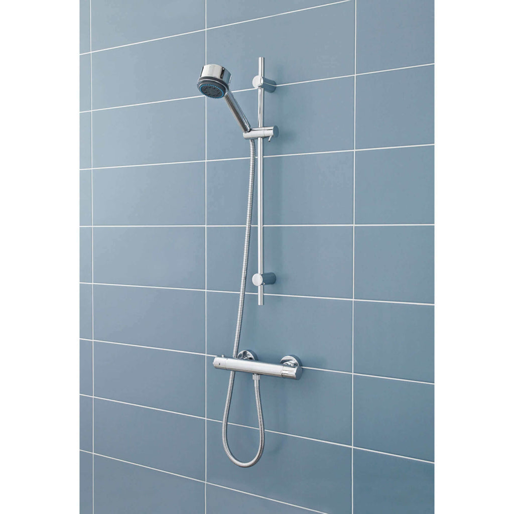 Dune round bottom outlet thermostatic bar shower valve - chrome