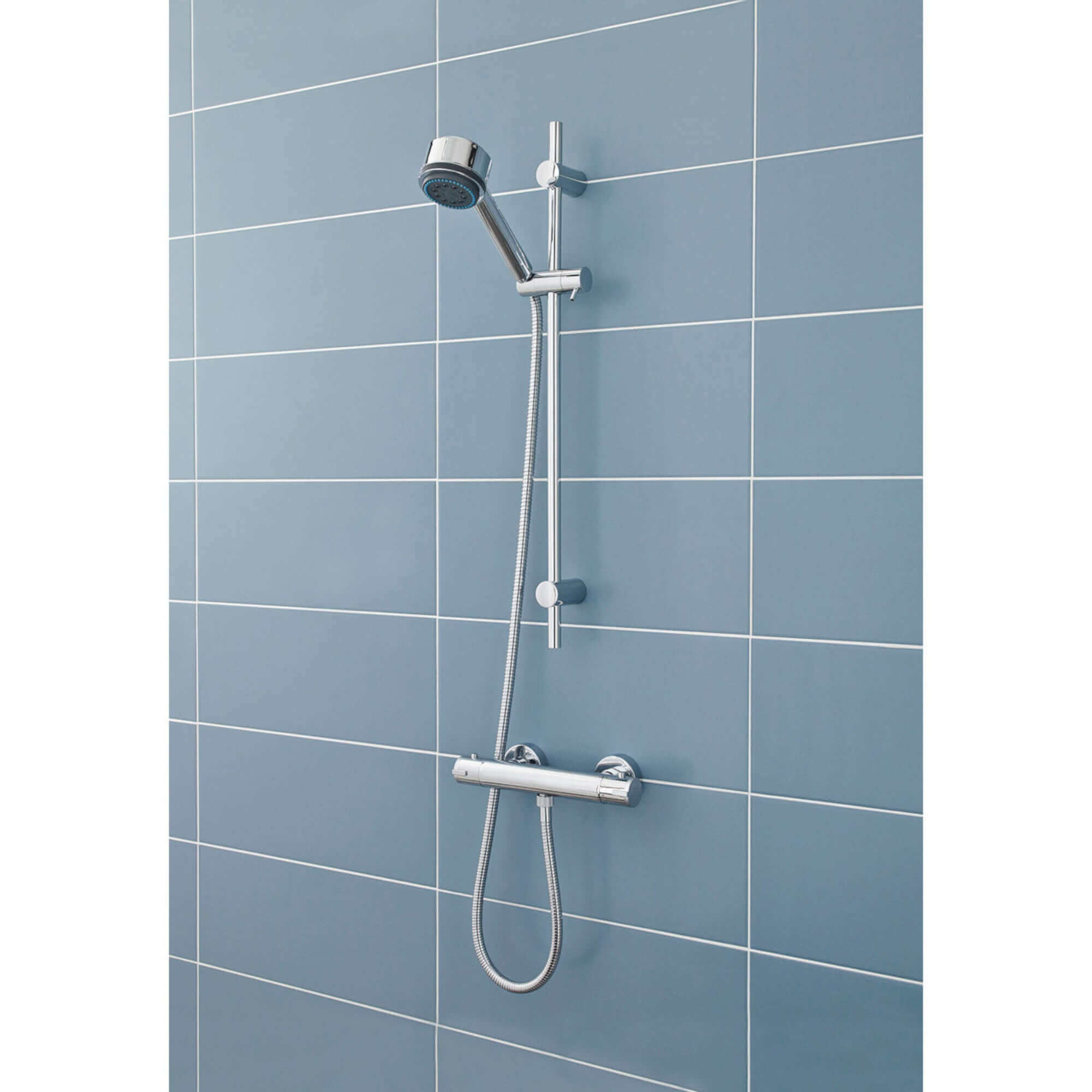 Dune round bottom outlet thermostatic bar shower valve - chrome