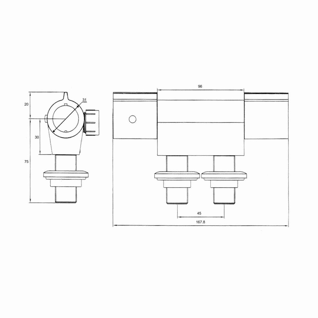 Haven horizontal thermostatic bar shower mixer valve with 45mm fixing centres - chrome