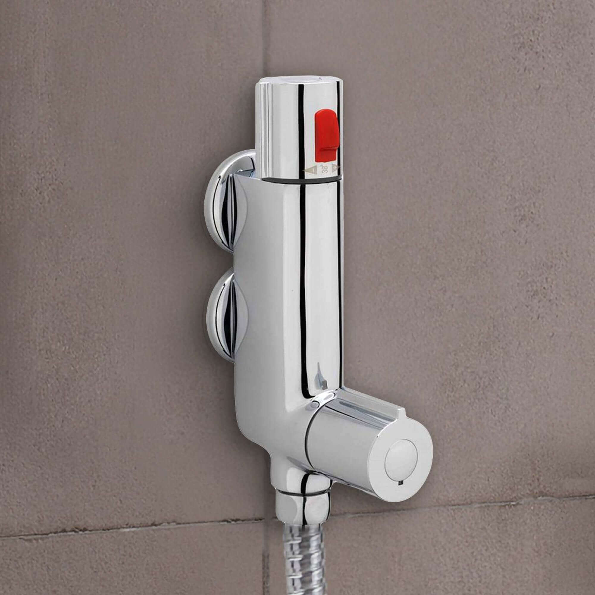 Haven vertical thermostatic bar shower mixer valve with 45mm fixing centres - chrome