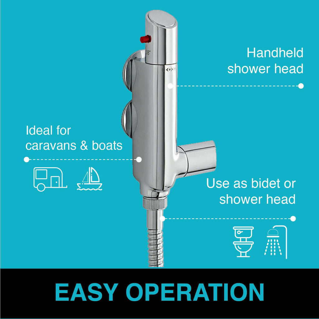 Vito vertical thermostatic shower bar mixer valve tap - chrome