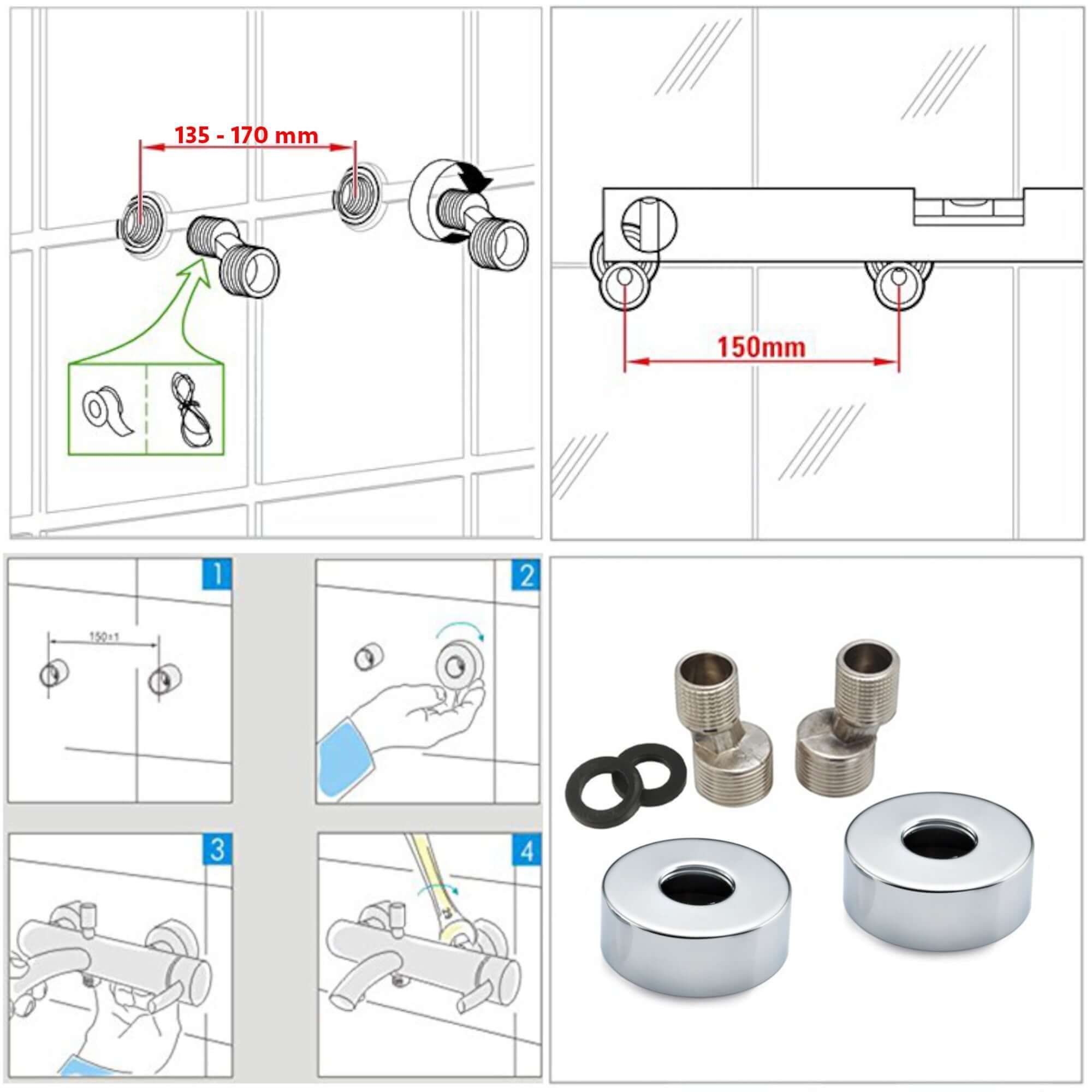 Dune thermostatic bar shower mixer valve top outlet 1/2" or 3/4" outlet (with adaptor) contemporary - chrome