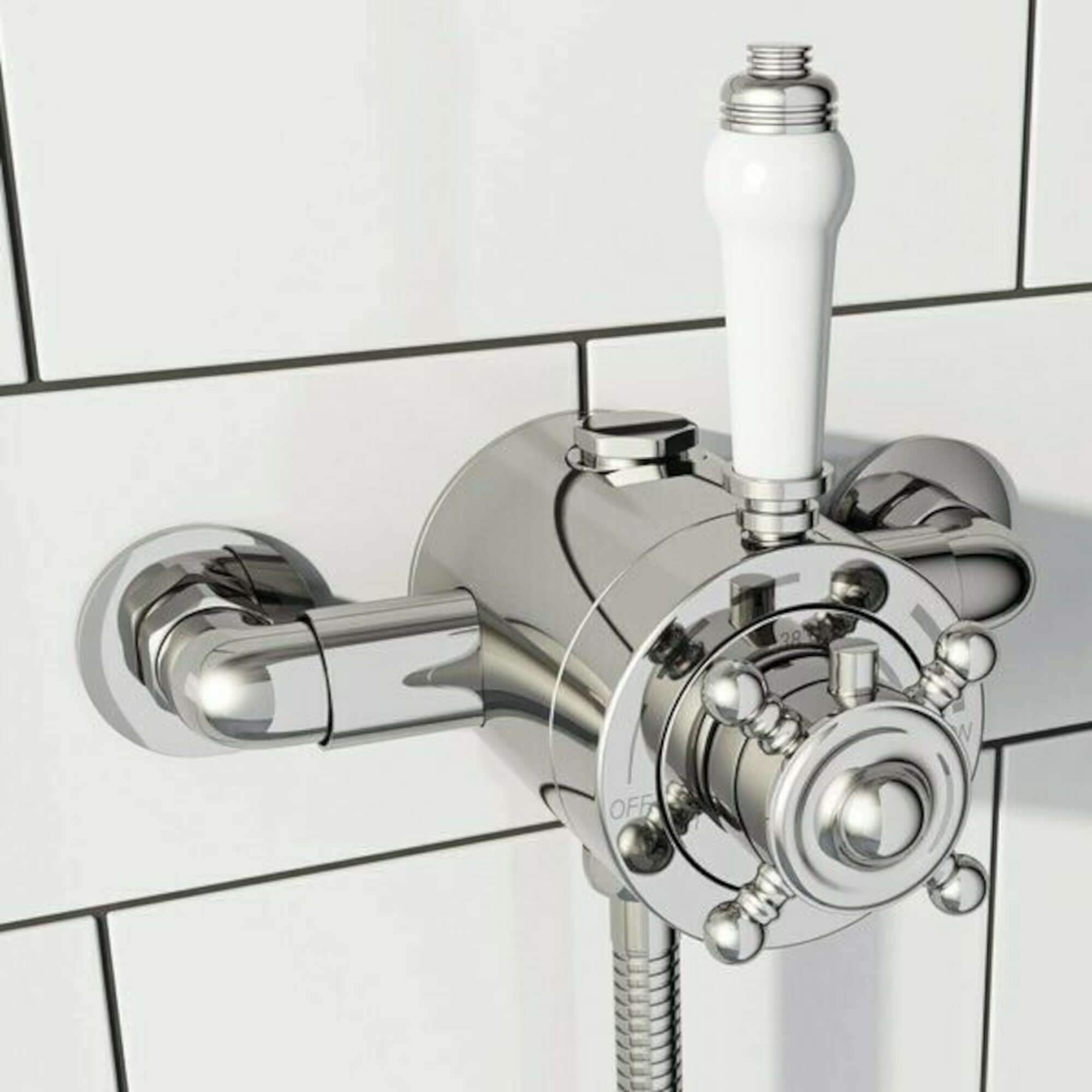 Dulwich traditional exposed thermostatic concentric shower valve top or bottom outlet - chrome