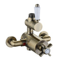 Windsor traditional twin thermostatic shower valve top outlet - antique brass