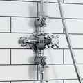 Downton traditional triple thermostatic shower valve two outlet - chrome & white