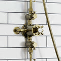 Downton traditional triple thermostatic shower valve two outlet - antique brass