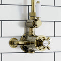 Downton traditional twin thermostatic shower valve exposed 3/4" top outlet  - antique brass