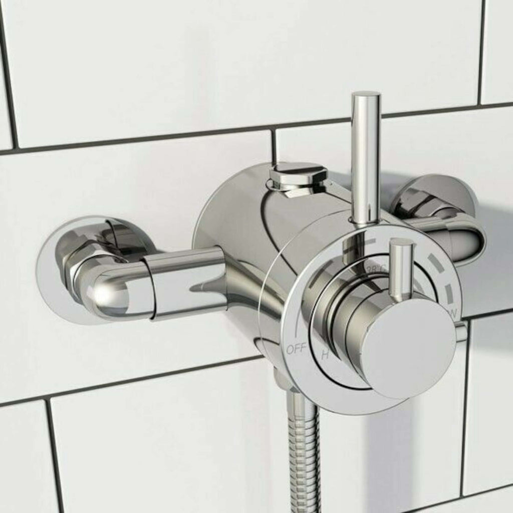 Azure modern exposed thermostatic concentric shower valve top or bottom outlet - chrome