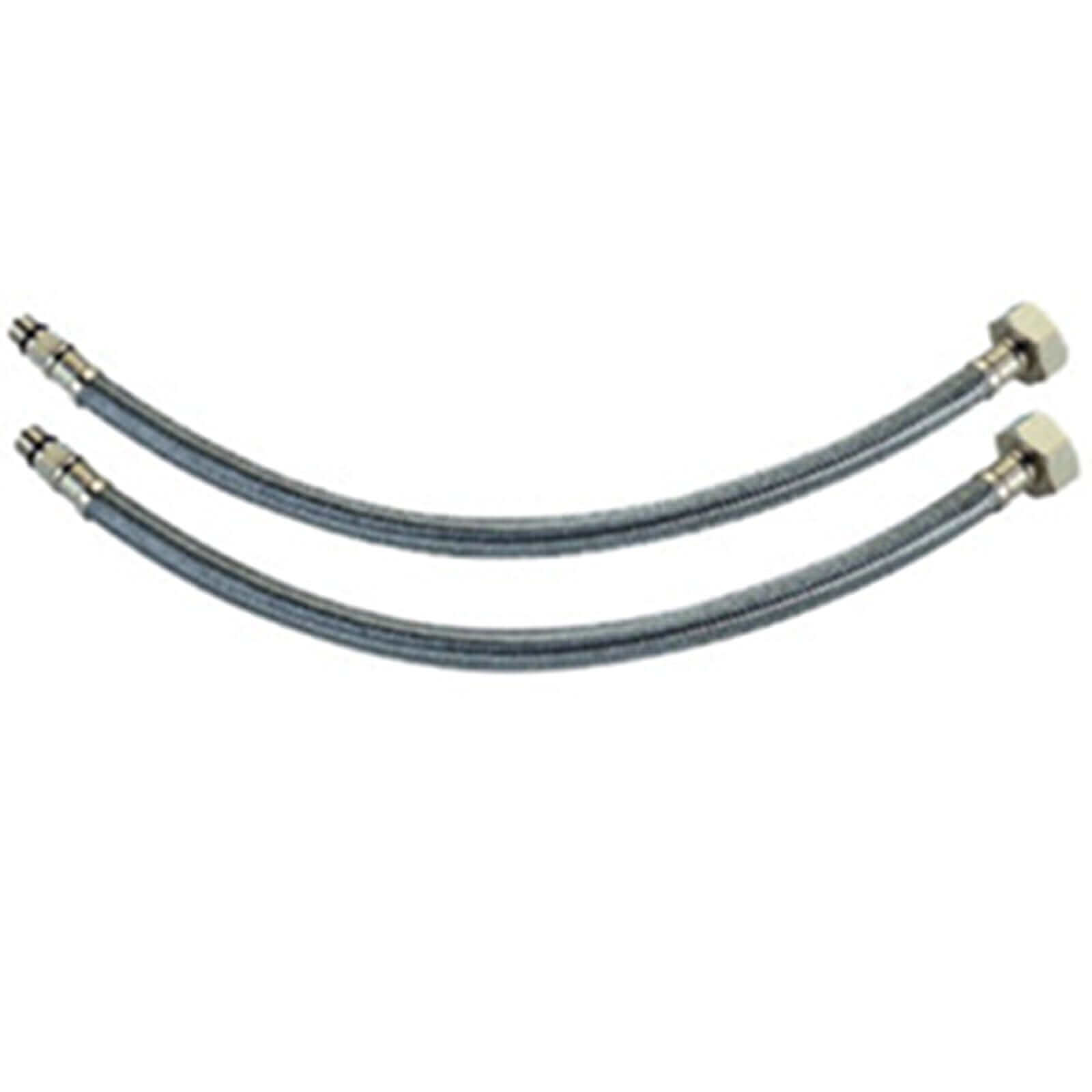 Pair of flexible braided tap connectors for kitchen or basin taps 10mm x 400mm x 1/2"