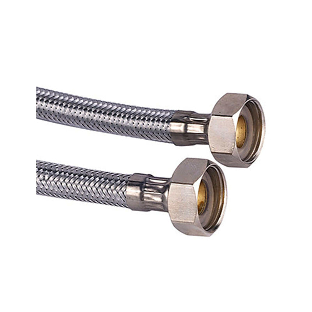 Pair of flexible braided tap connectors for kitchen or basin taps 10mm x 400mm x 1/2"