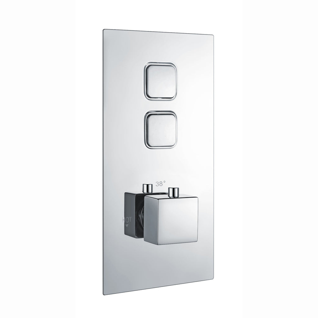 Spello square push button concealed thermostatic shower valve with 2 outlets - chrome