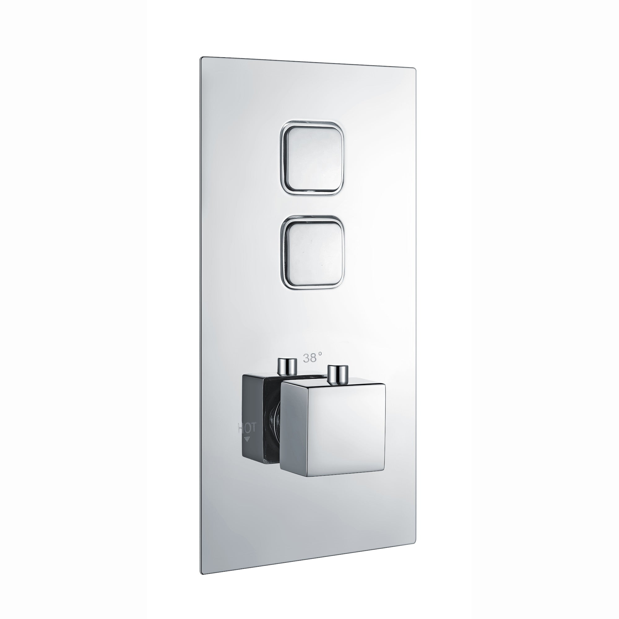 Spello square push button concealed thermostatic shower valve with 2 outlets - chrome