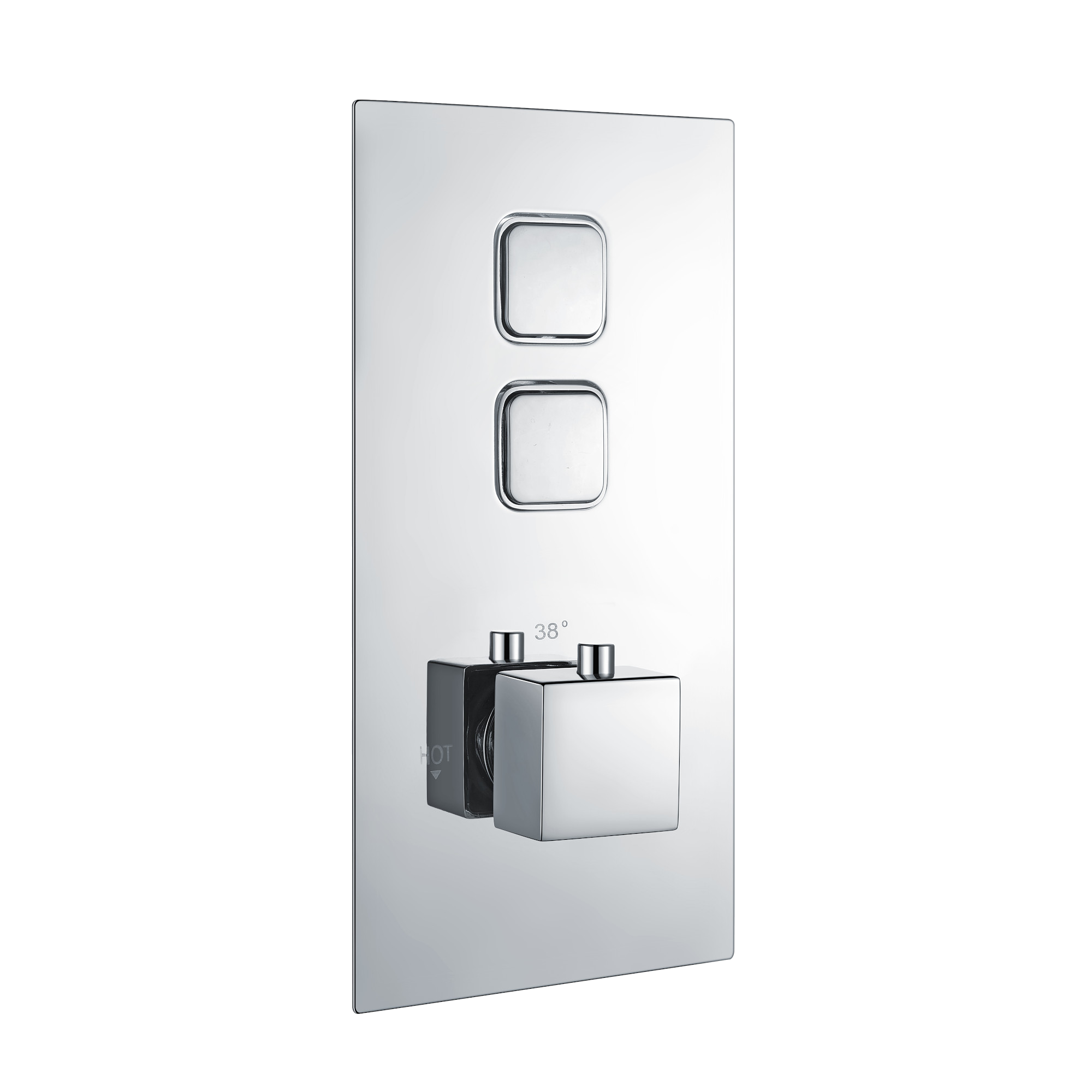 Spello square push button concealed thermostatic shower valve with 2 outlets - chrome