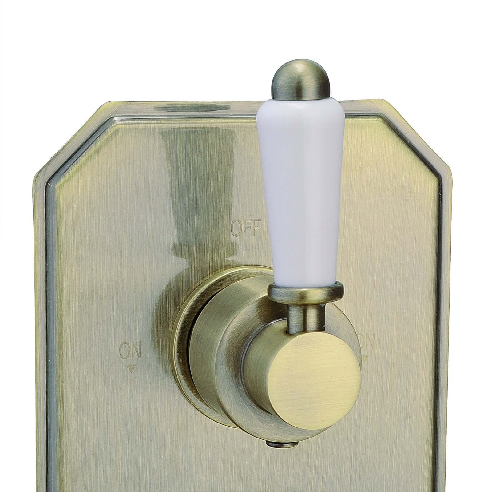 Regent traditional crosshead and lever concealed thermostatic twin shower valve with 2 outlets - antique brass