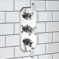 Regent traditional crosshead and white lever concealed thermostatic triple shower valve with 3 outlets - chrome