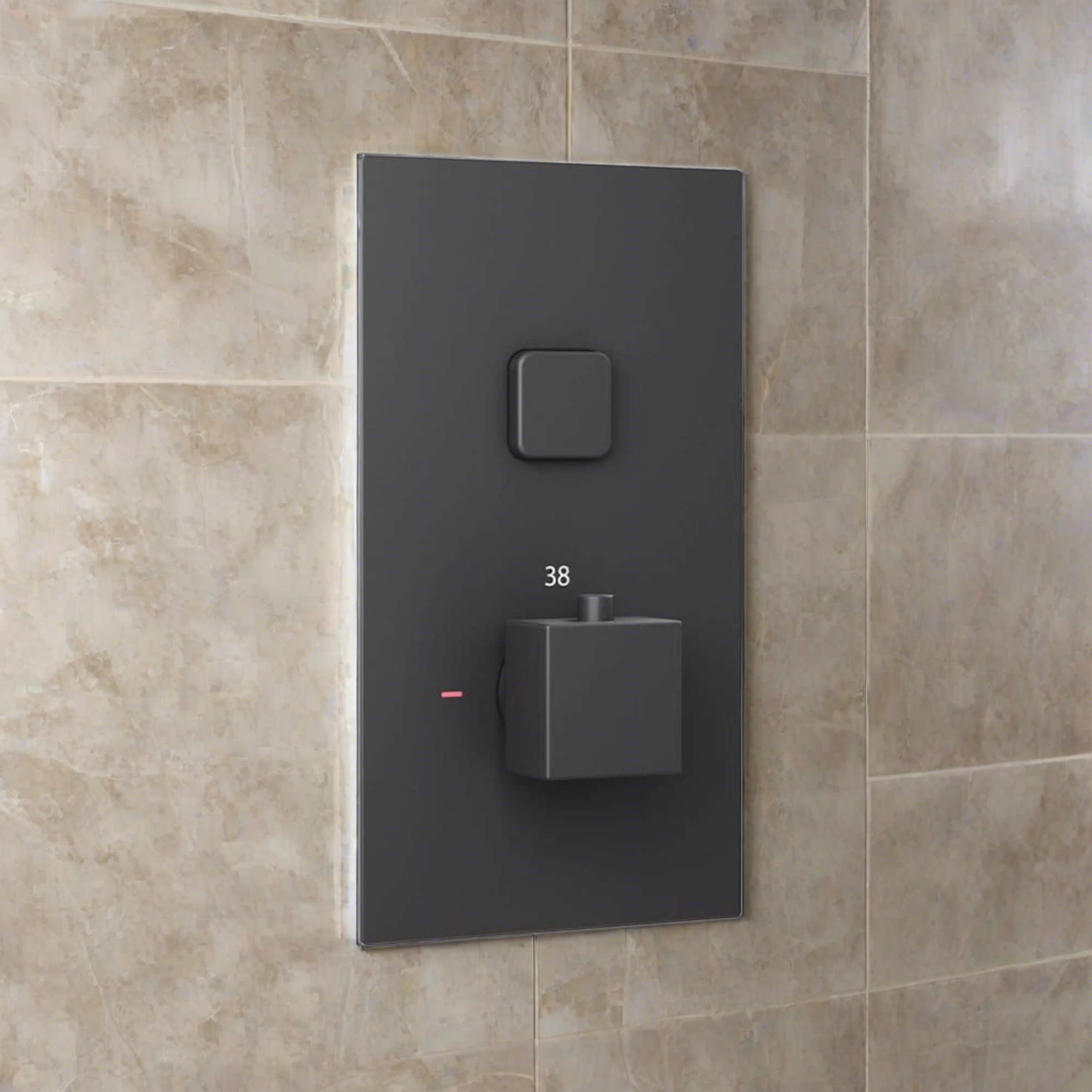 Spello square push button concealed thermostatic shower valve with 1 outlet - black
