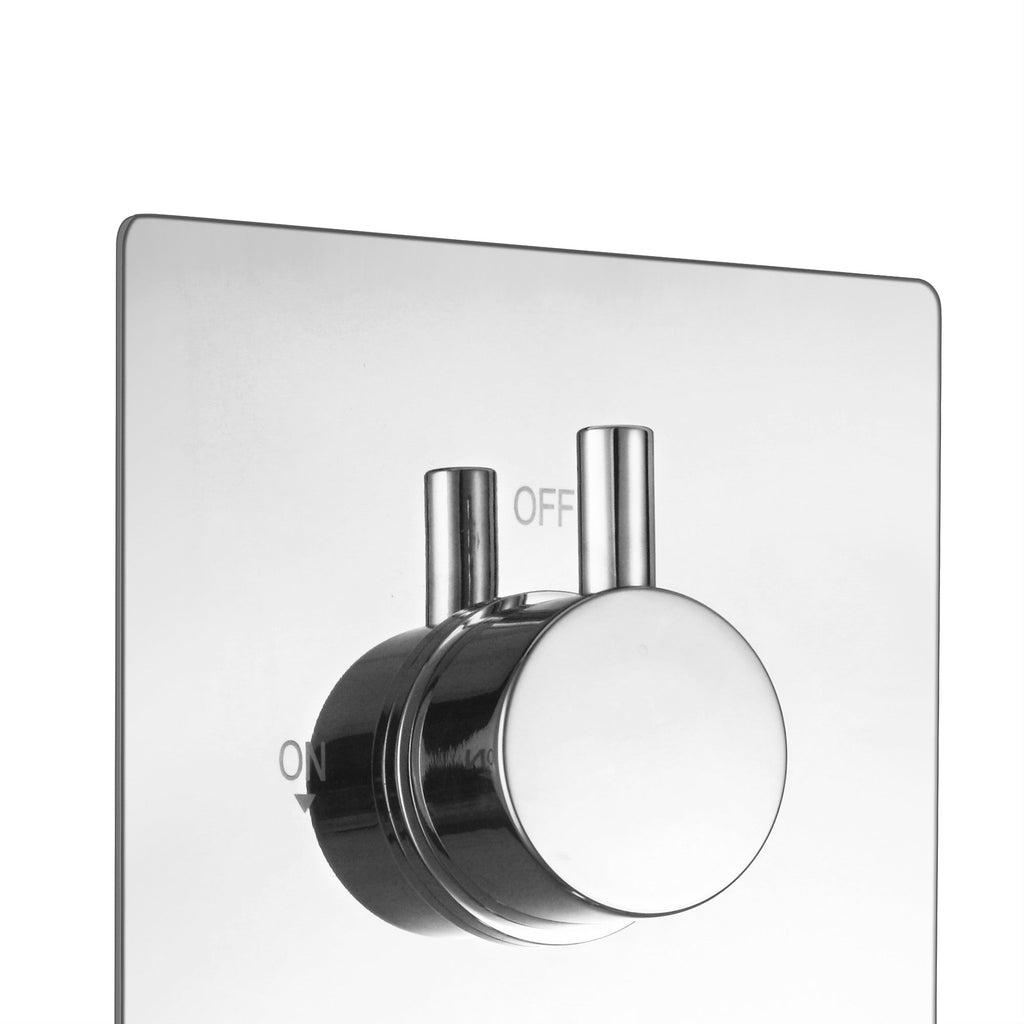Naples contemporary round concealed thermostatic twin shower valve with 2 outlets - chrome