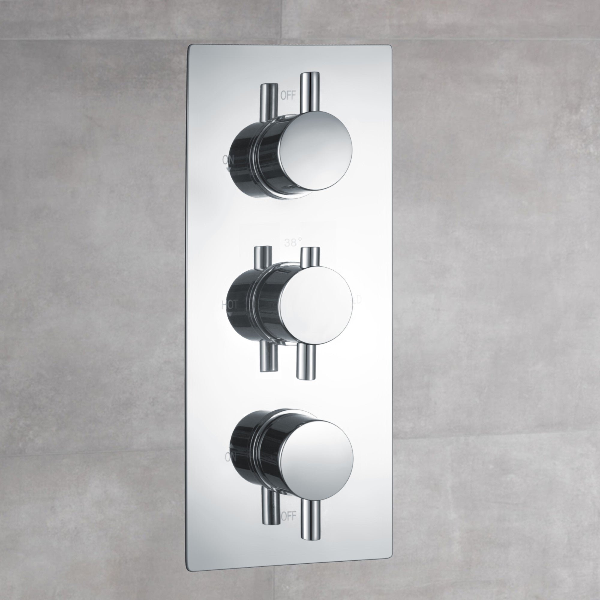 Naples contemporary round concealed thermostatic triple shower valve with 3 outlets - chrome