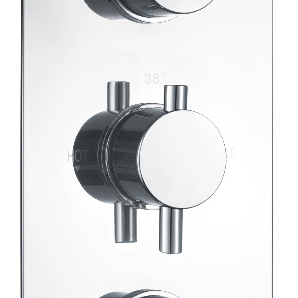 Naples contemporary round concealed thermostatic triple shower valve with 3 outlets - chrome