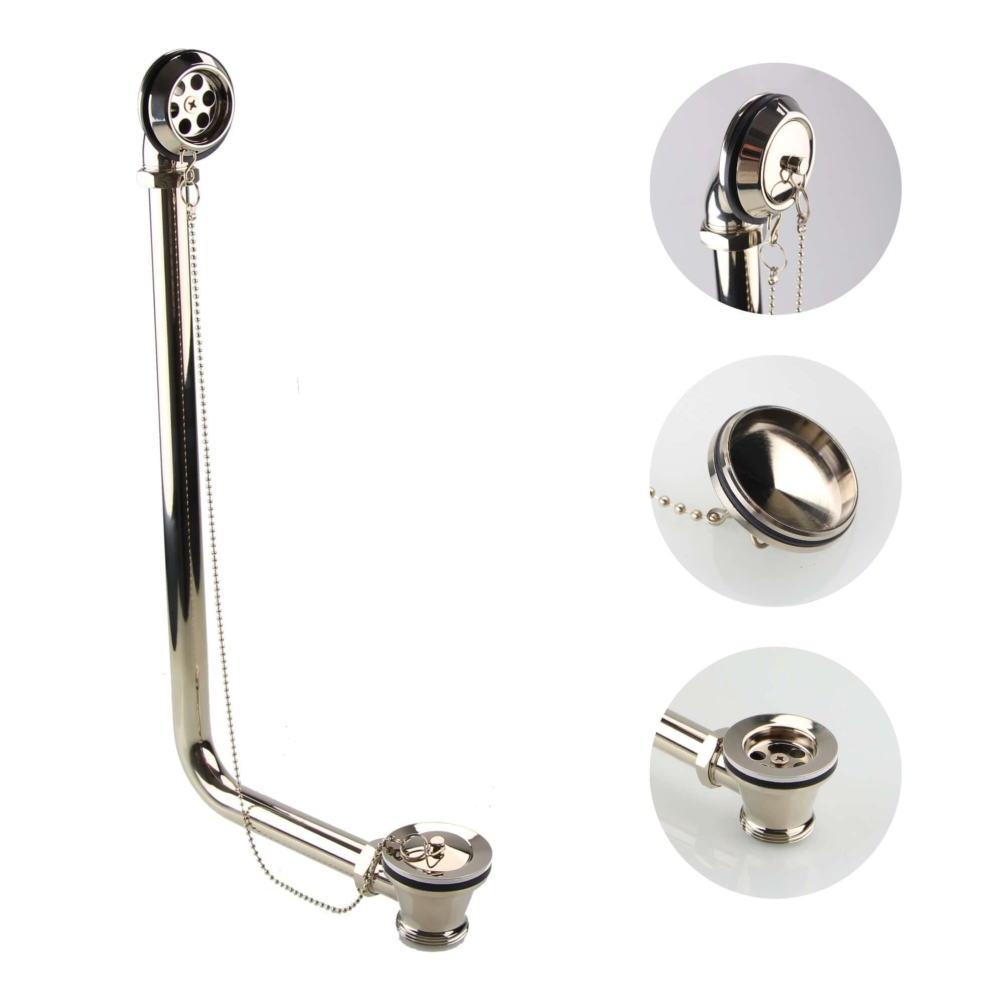 Roll top bath pack incl. exposed bath waste, shrouds and bath trap - gold