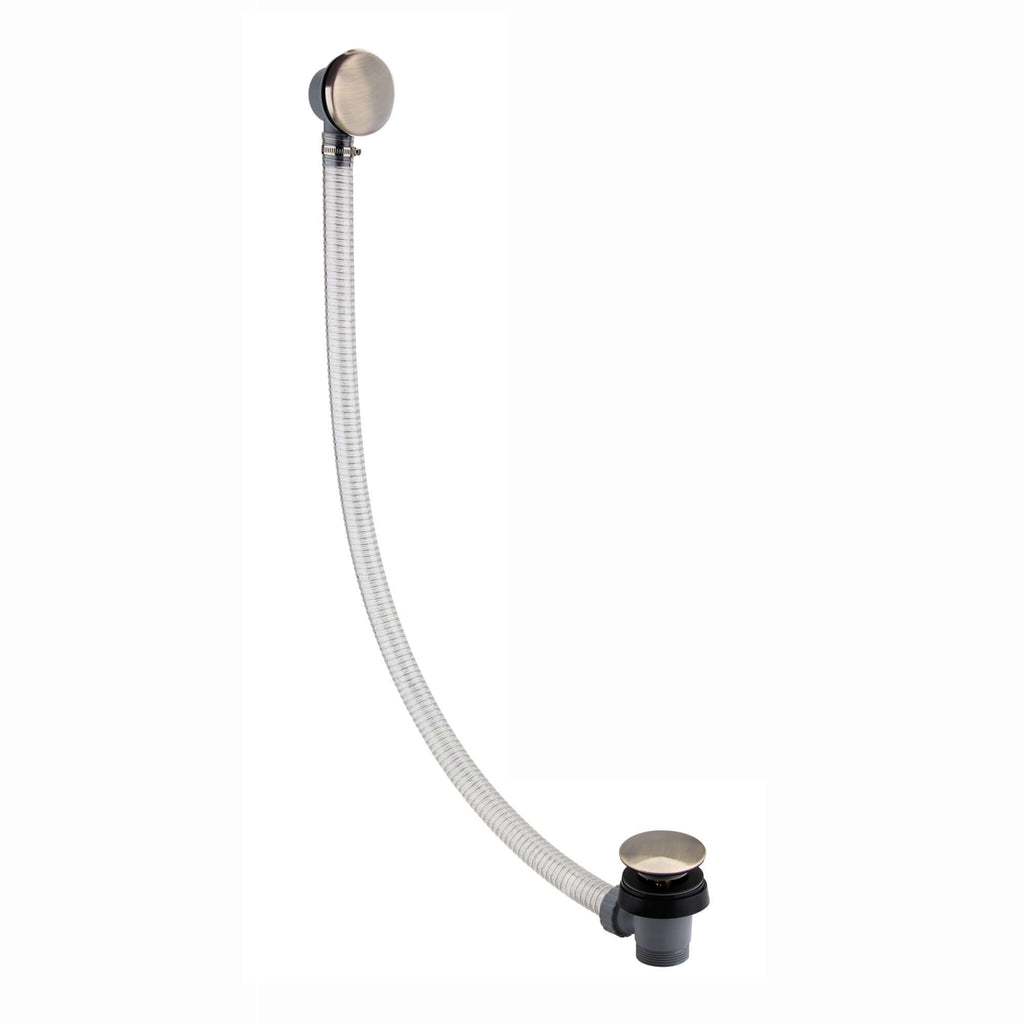 Easy clean cut to size pipe bath sprung waste & overflow (bath thickness 5-15mm) - antique brass